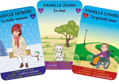 3 cartes du jeu de 7 familles Universelles